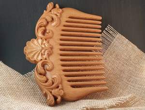 GUIDE Peigne à cheveux fait à la main avec manche en bois pour salon de l'Inde Peigne en bois de gros pour usage commercial pour vente en vrac - Product Image 3