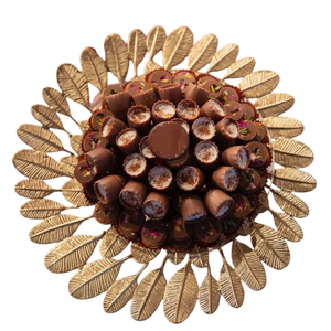 Plateau de chocolat en métal plaqué or de la plus grande qualité Plateau de service pour desserts au chocolat design feuille vintage pour cadeau de mariage - Product Image 1