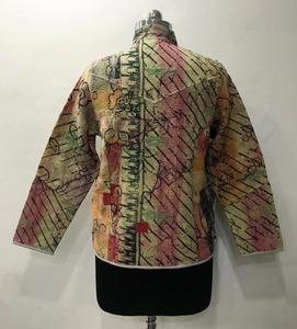 Veste en coton Kantha vintage faite à la main pour femmes veste courte florale respirante vêtements décontractés réversibles - Product Image 4