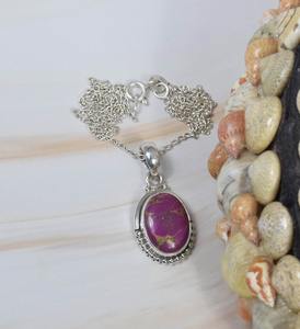 Colgante de moda Purpel turquesa piedra preciosa colgante mejor regalo de aniversario para niñas Plata de Ley 925 con joyería estampada 925 - Product Image 2