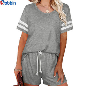 Conjunto de Camiseta y Pantalones Cortos Casuales, Deportivos, Transpirables, para Gimnasio, con Logotipo Personalizado, para Mujer, Verano, Color Liso, Cuello Redondo, Manga Corta - Product Image 4