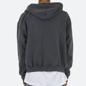 Sweat à capuche pour hommes 100% en coton polaire à double fermeture éclair imprimé de logo personnalisé pull surdimensionné lavé à l'acide sweats à capuche d'hiver teint uni - Product Image 5