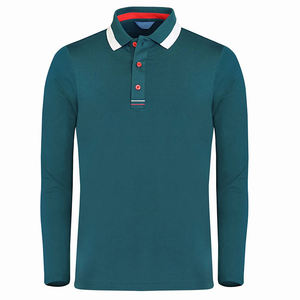 Polo de algodón y poliéster para hombre adulto, Jersey de manga larga de color vuelto, camisetas polo ajustadas - Product Image 1