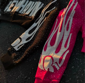 เสื้อฮู้ดซักกรดสไตล์วินเทจสำหรับผู้ชายไซส์ XL ชุดผ้าระบายความร้อนปักพลอยเทียมมีฮู้ดปกเสื้อ - Product Image 3