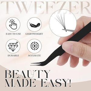 Pinzas para Extensión de Pestañas 3D de Acero Inoxidable Color Negro, Pinzas para Cejas y Pestañas, Artículos de Belleza - Product Image 2
