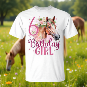 T-shirt pour fille de 6 ans avec motif cheval, cadeau d'anniversaire pour filles de 6 ans - Product Image 3