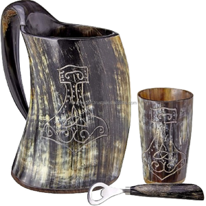 Tasse à bière en corne de Viking sculptée à la main naturelle faite avec de la corne naturelle Tasses à bière en corne de la meilleure qualité d'Inde par RF Crafts - Product Image 2