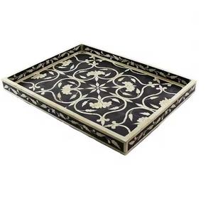 Bandeja de Servicio de Lujo con Incrustaciones de Hueso, Diseño Elegante de Estrella de Nácar, Hecha a Mano, Color y Logotipo Personalizables para Uso en el Hogar y Hoteles - Product Image 3