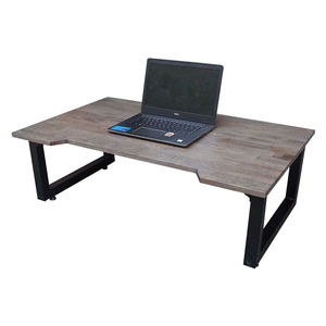 SGDesk 100x60cm Brown Rubber Wood Minimalist Design <b>Foldable</b> <b>Legs</b> Low <b>Table</b> <b>with</b> Folding <b>Legs</b> Model SGD005 - Product Image 1