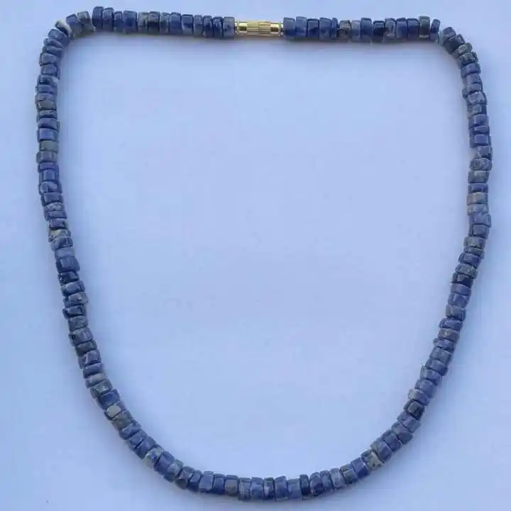 Pierre naturelle Lapis Lazuli lisse Heishi pneu tendance pierre précieuse perlée collier Semi-précieux au prix de gros acheter maintenant