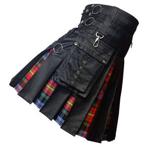 Kilt écossais noir hybride Royal Stewart pour homme, kilt utilitaire moderne et tendance, taille 28-62 - Product Image 1