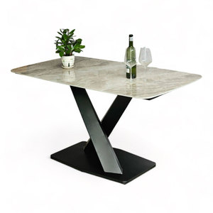 Mesa de Comedor Rectangular Moderna de 140x80cm con Tapa de Cerámica de Alta Calidad y Patas de Hierro, Extensible y Ensamblada para Hogar u Oficina - BA68176 - Product Image 2