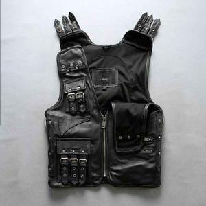 2025 New Look Customized High Quality Embroidery Men's Genuine Leather Vest Stylish Biker <b>Waistcoat</b> Winter Outer Wear - Product Image 2