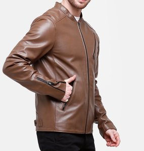 2020 New Fashion Genuine Sheep Skin Woven Breathable Windproof <b>Long</b> Sleeve Autumn <b>Jacket</b> for <b>Men</b> Stand Collar with Pockets - Product Image 3