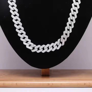 Elegant Baguette Moissanite Cuban Link Chain Claw Setting Stylish Vintage Hip Hop <b>Necklace</b> Perfect for Parties and Events - Product Image 3