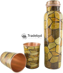Botella de cobre ancha hecha a mano para impulsar la salud natural Botella de agua ecológica tradicional de Tradebyd - Product Image 2