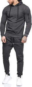 Luxury 500GSM Heavyweight Cotton Tracksuit Men Oversized Hoodie <b>Pants</b> Set Embossed Logo Deep Charcoal Grey Streetwear - Product Image 2
