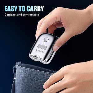 Mini rasoir électrique rotatif portable bleu pour hommes, étanche IPX7, utilisation humide et sèche, rechargeable par USB, rasoir pour le visage - Product Image 1