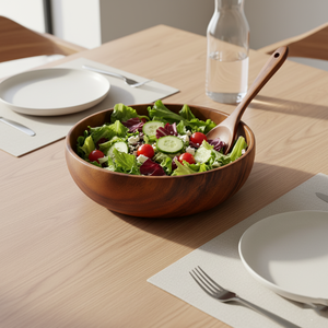 Elegant <b>Large</b> Solid Wood Handmade Eco-Friendly Durable Contemporary Serving <b>Bowl</b> for Soup Wedding Party Dining Kitchen Tableware - Product Image 2