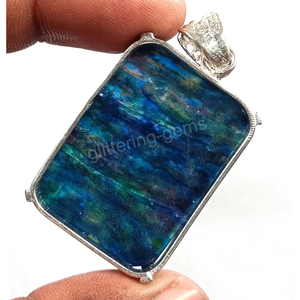 Colgante de Plata Sólida 925 con Ammolita Natural de Corte Esmeralda de 79 CT, Calidad AAA+ IGL, Gemas Sueltas Cus-Jew127 - Product Image 5