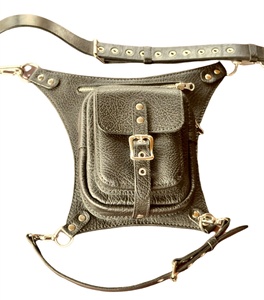 Logo personnalisé LLB-0005 cuir jambe étui Vintage moto motif cuisse sac fermeture éclair taille ceinture modèle multi-fonctionnalité - Product Image 1