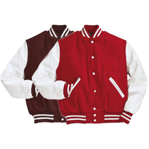 แจ็กเก็ตลำลองใส่ได้ทั้งชายและหญิงสำหรับฤดูหนาวแจ็คเก็ตเลตเทอร์แมนพร้อมผ้าแคนวาสเนื้อขนสัตว์แขนหนังวัวคอตั้งทันสมัย - Product Image 3