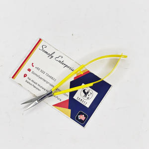 กรรไกรขนาดเล็กสีเหลืองพร้อมใบมีดสแตนเลสปลายเงินคมสำหรับการแต่งหน้าเพื่อความงาม - Product Image 5