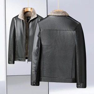 2024 chaquetas de cuero de buena calidad nueva chaqueta de cuero de invierno de lana para hombres chaqueta de cuero con cremallera de calidad Premium para hombres - Product Image 4