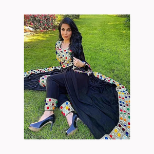 High Quality Beautiful Kuchi Afghani Wedding Dresses Persian Bridal Clothes in Black Afghan Pakhtoon Dress With Mirrors Work - Product Image 6