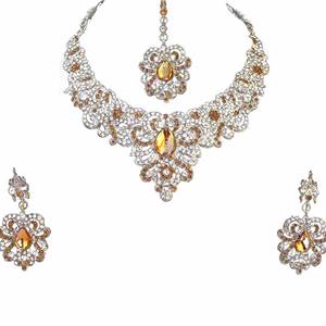 Alloy Vintage Flower Traditional Artificial Jewelry Set Women Engagement Anniversary Wedding Bridal Party Necklace Earrings - Product Image 3