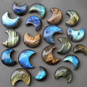 แกะสลักหินลาบราดอไรต์ทำมือแกะสลักดวงจันทร์อัญมณีหลวมสำหรับทำเครื่องประดับตกแต่งบ้านขนาด15x30มม. - Product Image 6