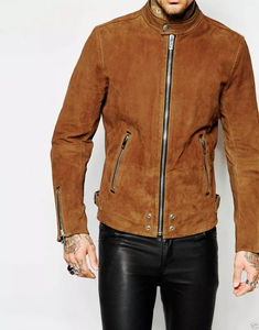 Veste de motard personnalisée de haute qualité pour hommes, nouveau design en cuir du coureur avec col montant, tissu en toile pour l'hiver - Product Image 4