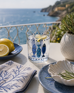 Drinkware Set 6pcs Transparent Glasses 25 cl (8.5 fl oz) Ocean-Inspired Design Fish Pattern Mediterranean Theme Ocean Excelsa - Product Image 3