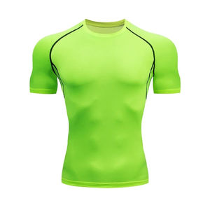 Fitness séchage rapide course t-shirt pour hommes hauts d'entraînement hommes musculation sport Compression chemise été o-cou t-shirt - Product Image 4