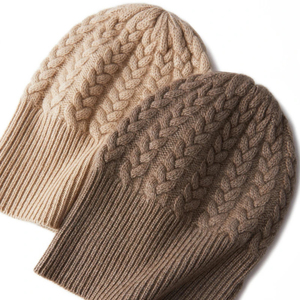 Hot Sale Cable Knit Cashmere Wool Hat Beanie Warm Winter Soft Knitted Kids or Adults Knit Hats Beanie - Product Image 6