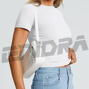 Camiseta ajustada de manga corta de Color sólido para mujer, Camiseta básica de verano con cuello redondo, ropa de calle informal suave, estilo de tendencia - Product Image 3