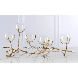 Juego de candelabros de Metal pulido dorado elegante de 2 candelabros decorativos para el hogar, Hotel, restaurante, uso - Product Image 5
