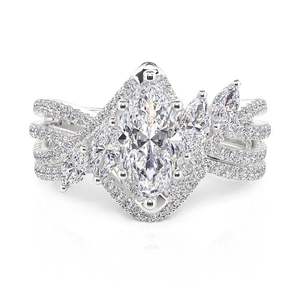 Jeulia Marquise Cut <b>Bridal</b> <b>Jewelry</b> <b>Set</b> Twist Design 2PCS Sterling Silver Wedding Ring - Product Image 1