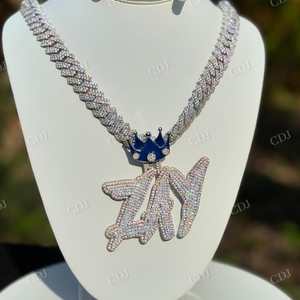 จี้ตัวอักษร ZAY ขนาดสั่งทำพิเศษ ประดับเพชรโมอิสซาไนต์เต็มตัว ชุบทองบนเงินแท้ สไตล์ฮิปฮอป พร้อมใบรับรอง GRA - Product Image 1