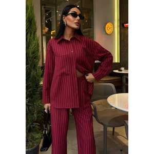 Costume palazzo rayé décontracté avec pantalon 10092 - Product Image 1