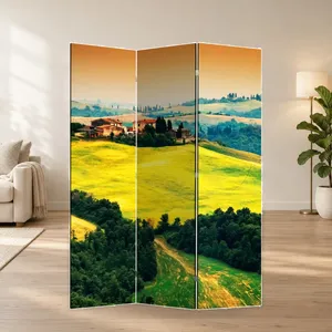 Pantalla Plegable de Lona de Doble Cara con Diseño de Amanecer sobre las Colinas de Toscana - Product Image 1