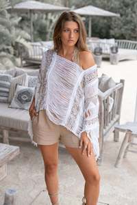 2025 Offre Spéciale creux tricot Sexy Vocation Bikini solide couleur blanche à manches courtes Sexy court caftan robes caftan africaines - Product Image 4