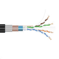 Cat5e Cat6 kabel jaringan OFC konduktor Enhanced LAN kabel aluminium Foil Braided Shield kabel Ethernet SFTP untuk Gigabit luar ruangan