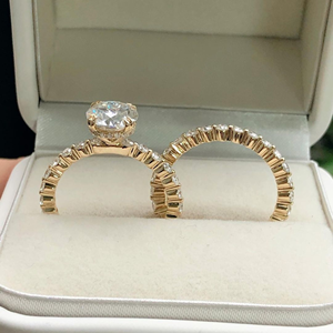 Anillo de diamante de corte redondo cultivado en laboratorio de 2,10 quilates original con banda de compromiso anillo de bodas joyería 14K oro amarillo vermeil de la eternidad - Product Image 6