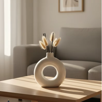 Vase de table élégant et moderne AG Elements en céramique blanche brillante, fait main, écologique, résistant aux rayures, étanche, haute qualité