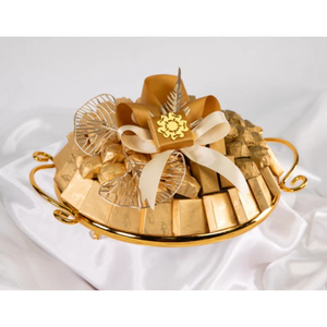 Plateau à chocolat en métal doré de qualité supérieure Plateau de service de bonbons au chocolat avec poignée pour occasion spéciale de mariage - Product Image 1
