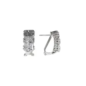 Boucles d'oreilles à levier en cristal, bijoux élégants en argent pour femmes - Product Image 3