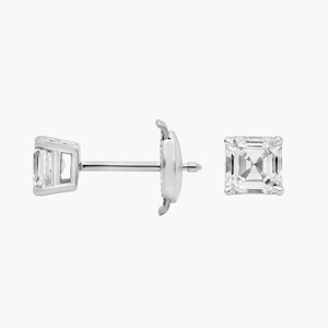 Pendientes de diamantes cultivados en laboratorio con corte Asscher geométrico de 1.00 quilates en oro macizo de 14 quilates para bodas, compromisos y fiestas. - Product Image 4