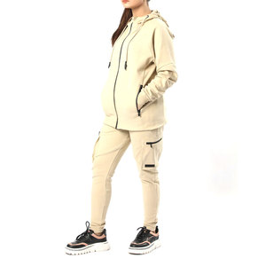 Conjunto de dos piezas personalizado OEM al por mayor para correr color personalizado chaqueta cortavientos chándales para mujer Jersey sólido chándal - Product Image 2