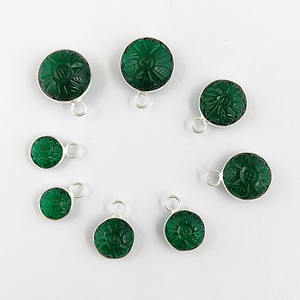 Pendentif rond en quartz émeraude, sculpture à la main, pierre précieuse verte, serti en argent sterling 925, collier avec pendentif, distributeur - Product Image 3